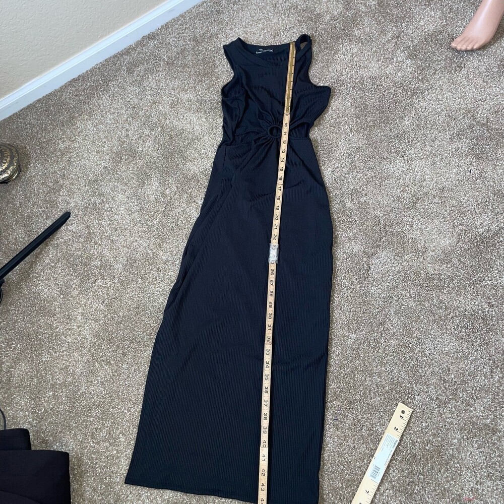 Love J. midi dress Mid/side cutout form fitting body con stretch SZ M black - Picture 7 of 7